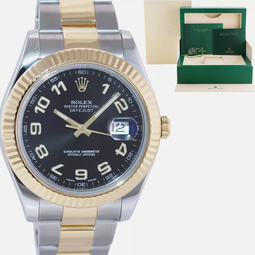 Rolex Mens Datejust II 41mm Arabic Two Tone Watch